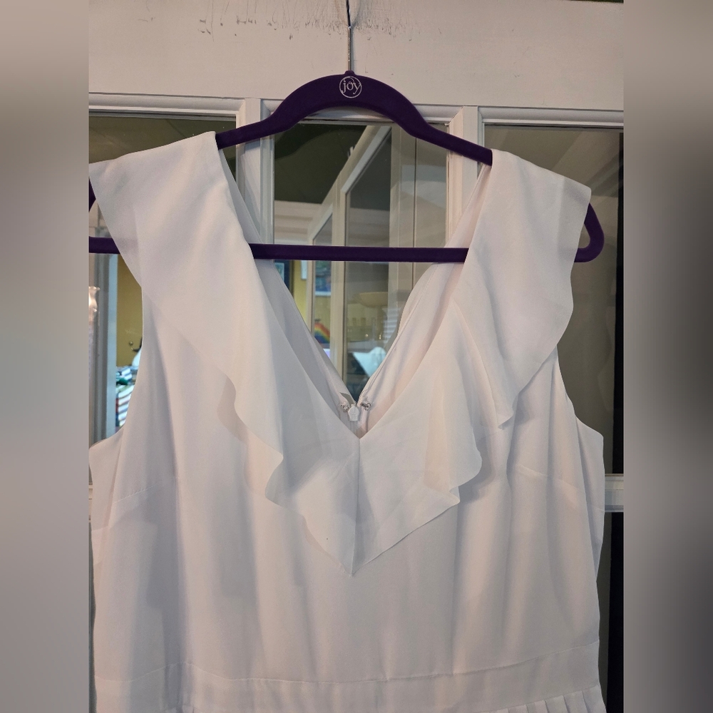 Banana Republic White Sleeveless Tiered Midi Dress - Size 12 - Picture 8 of 11